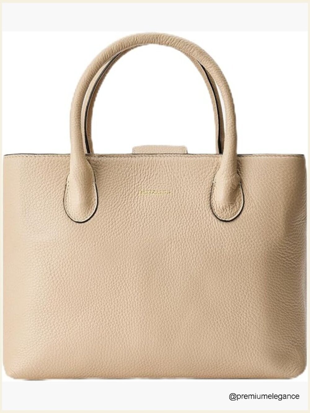 Pebbled Leather Tote Bag - Double Handle Straps - Spacious & Durable